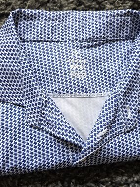 Rhoback Men's Blue and White Geo Texas Allover Print Button-Down Shirt Size 3XL